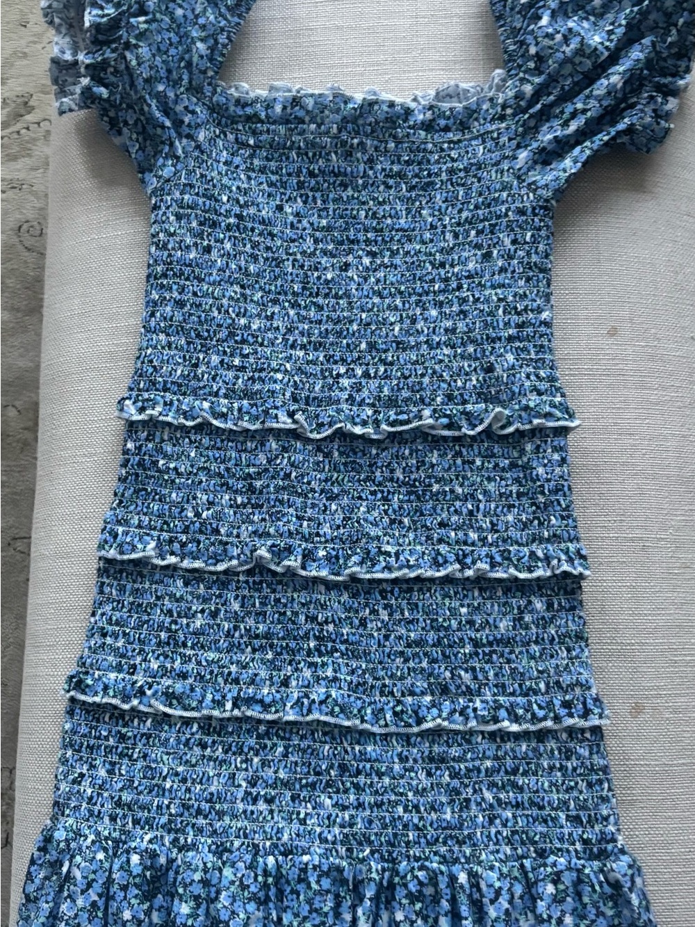 Katie J NYC Light Blue Floral Smocked Dress